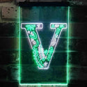 ADVPRO Letter V Initial Monogram Family Name  Dual Color LED Neon Sign st6-i3459 - White & Green