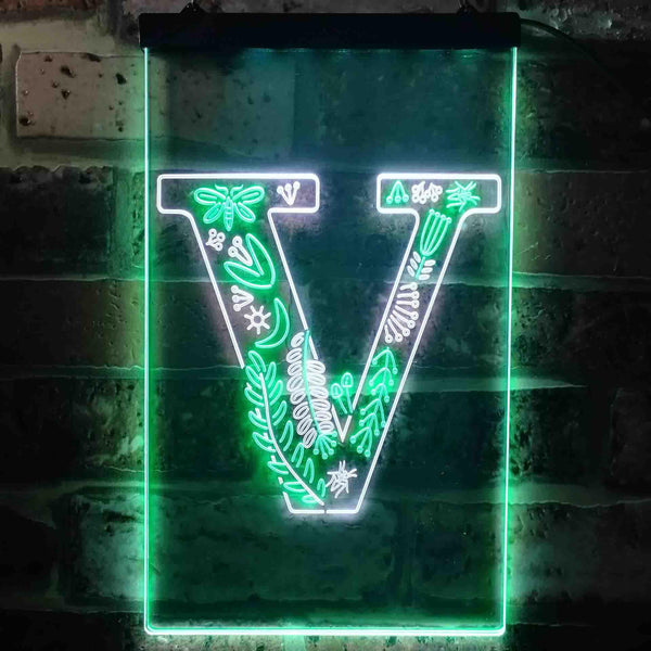ADVPRO Letter V Initial Monogram Family Name  Dual Color LED Neon Sign st6-i3459 - White & Green
