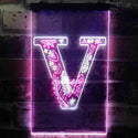 ADVPRO Letter V Initial Monogram Family Name  Dual Color LED Neon Sign st6-i3459 - White & Purple
