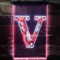 ADVPRO Letter V Initial Monogram Family Name  Dual Color LED Neon Sign st6-i3459 - White & Red