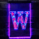 ADVPRO Letter W Initial Monogram Family Name  Dual Color LED Neon Sign st6-i3460 - Blue & Red