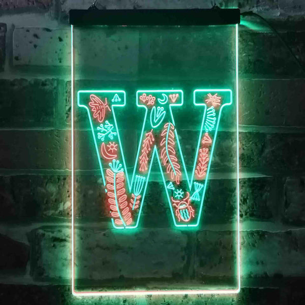 ADVPRO Letter W Initial Monogram Family Name  Dual Color LED Neon Sign st6-i3460 - Green & Red