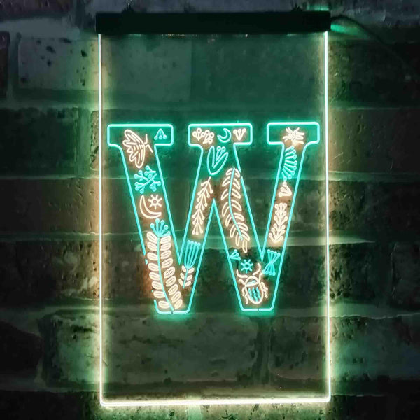 ADVPRO Letter W Initial Monogram Family Name  Dual Color LED Neon Sign st6-i3460 - Green & Yellow