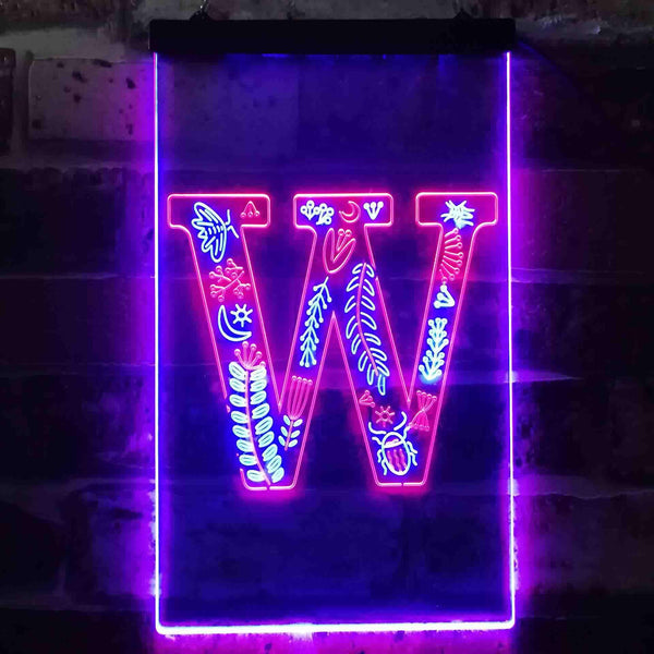 ADVPRO Letter W Initial Monogram Family Name  Dual Color LED Neon Sign st6-i3460 - Red & Blue