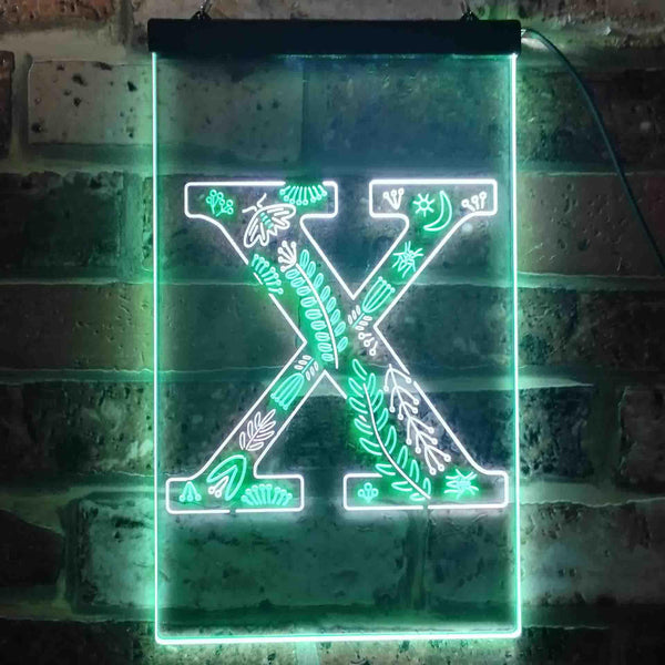ADVPRO Letter X Initial Monogram Family Name  Dual Color LED Neon Sign st6-i3461 - White & Green