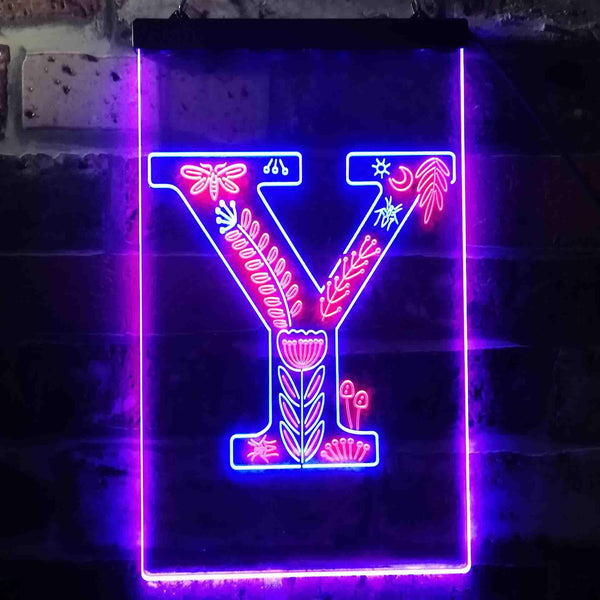 ADVPRO Letter Y Initial Monogram Family Name  Dual Color LED Neon Sign st6-i3462 - Blue & Red