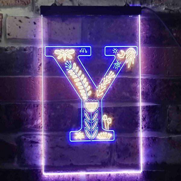 ADVPRO Letter Y Initial Monogram Family Name  Dual Color LED Neon Sign st6-i3462 - Blue & Yellow