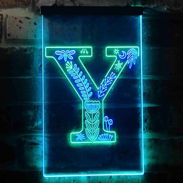 ADVPRO Letter Y Initial Monogram Family Name  Dual Color LED Neon Sign st6-i3462 - Green & Blue