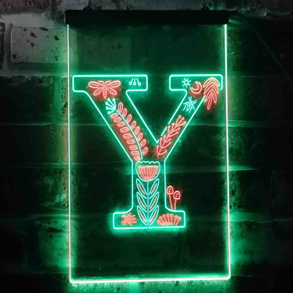 ADVPRO Letter Y Initial Monogram Family Name  Dual Color LED Neon Sign st6-i3462 - Green & Red