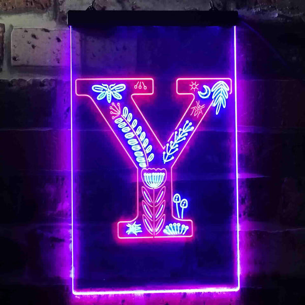 ADVPRO Letter Y Initial Monogram Family Name  Dual Color LED Neon Sign st6-i3462 - Red & Blue