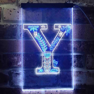 ADVPRO Letter Y Initial Monogram Family Name  Dual Color LED Neon Sign st6-i3462 - White & Blue