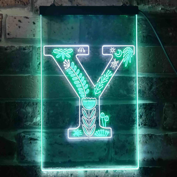 ADVPRO Letter Y Initial Monogram Family Name  Dual Color LED Neon Sign st6-i3462 - White & Green