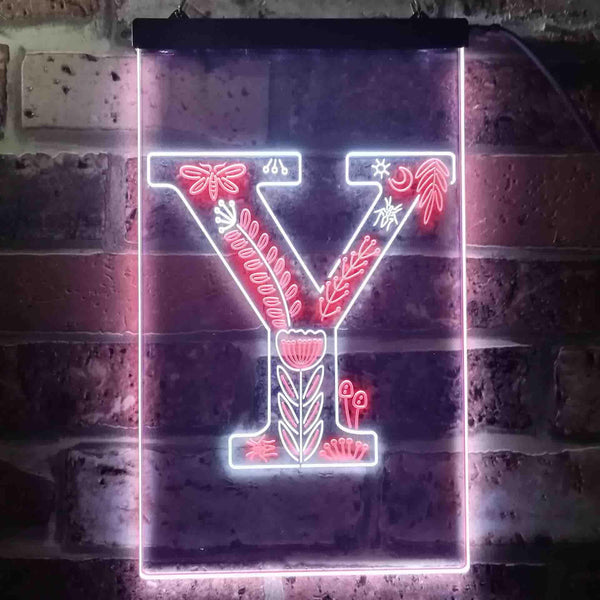 ADVPRO Letter Y Initial Monogram Family Name  Dual Color LED Neon Sign st6-i3462 - White & Red