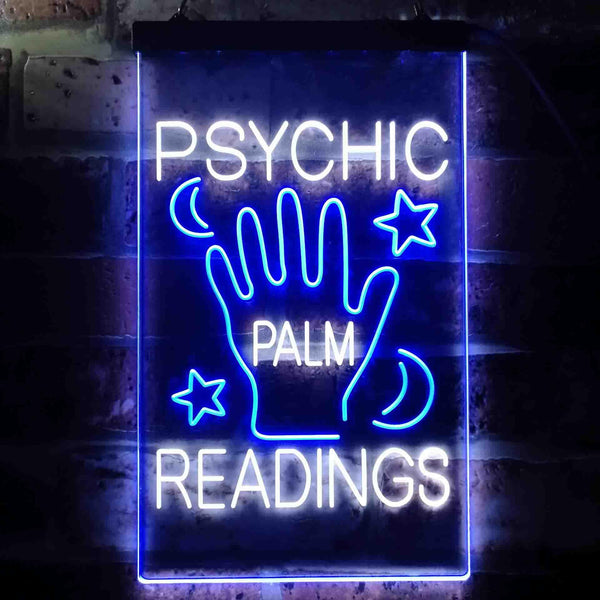 ADVPRO Psychic Palm Readings  Dual Color LED Neon Sign st6-i3464 - White & Blue