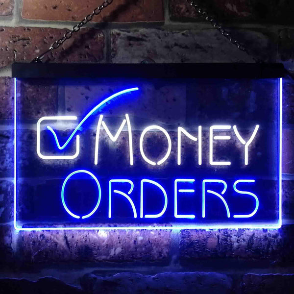 ADVPRO Money Order Sold Here Dual Color LED Neon Sign st6-i3467 - White & Blue