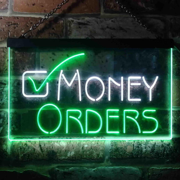 ADVPRO Money Order Sold Here Dual Color LED Neon Sign st6-i3467 - White & Green