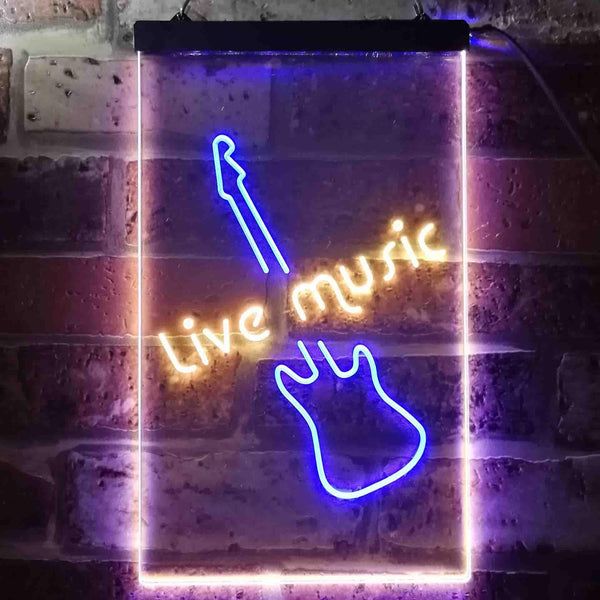 ADVPRO Guitar Live Music Bar Club  Dual Color LED Neon Sign st6-i3468 - Blue & Yellow