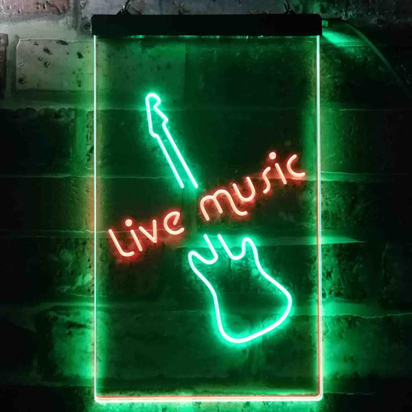 ADVPRO Guitar Live Music Bar Club  Dual Color LED Neon Sign st6-i3468 - Green & Red