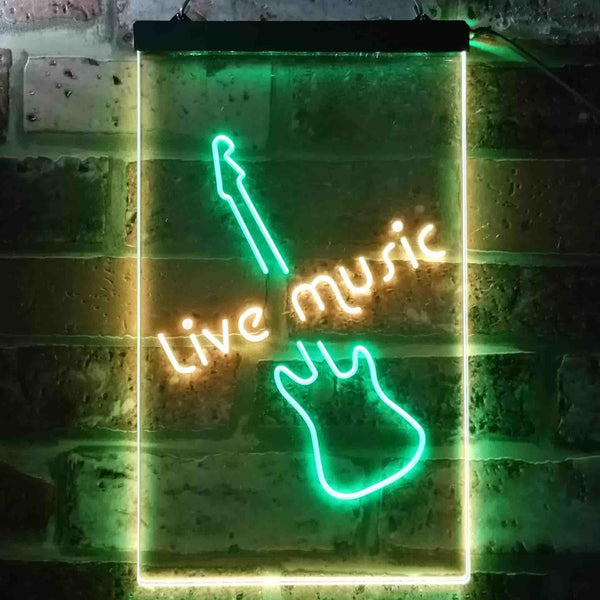 ADVPRO Guitar Live Music Bar Club  Dual Color LED Neon Sign st6-i3468 - Green & Yellow