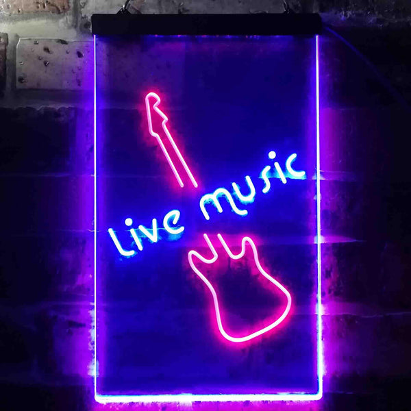 ADVPRO Guitar Live Music Bar Club  Dual Color LED Neon Sign st6-i3468 - Red & Blue