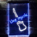 ADVPRO Guitar Live Music Bar Club  Dual Color LED Neon Sign st6-i3468 - White & Blue