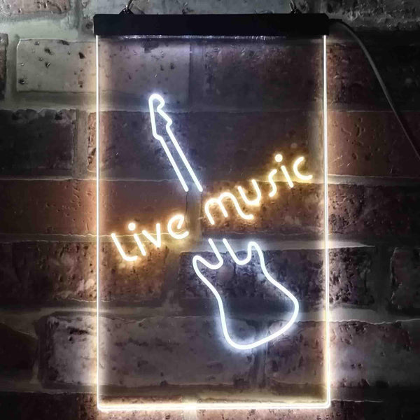 ADVPRO Guitar Live Music Bar Club  Dual Color LED Neon Sign st6-i3468 - White & Yellow