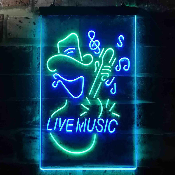 ADVPRO Cowboy Live Music Guitar  Dual Color LED Neon Sign st6-i3469 - Green & Blue