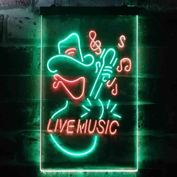 ADVPRO Cowboy Live Music Guitar  Dual Color LED Neon Sign st6-i3469 - Green & Red