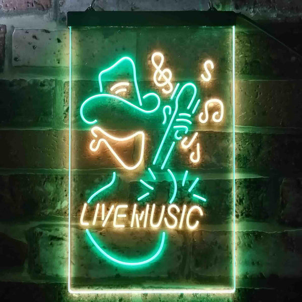 ADVPRO Cowboy Live Music Guitar  Dual Color LED Neon Sign st6-i3469 - Green & Yellow