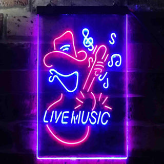 ADVPRO Cowboy Live Music Guitar  Dual Color LED Neon Sign st6-i3469 - Red & Blue