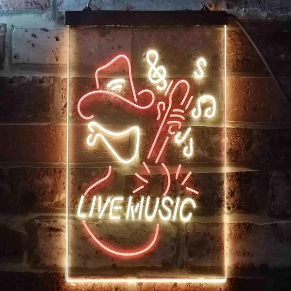 ADVPRO Cowboy Live Music Guitar  Dual Color LED Neon Sign st6-i3469 - Red & Yellow