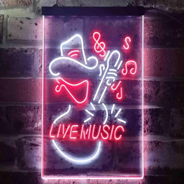 ADVPRO Cowboy Live Music Guitar  Dual Color LED Neon Sign st6-i3469 - White & Red