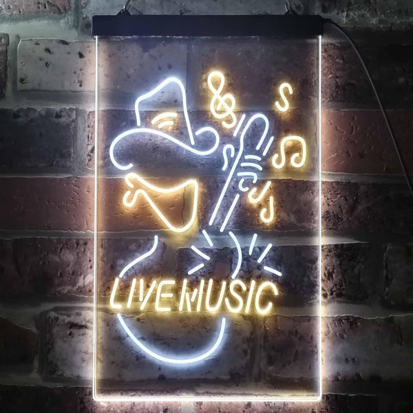 ADVPRO Cowboy Live Music Guitar  Dual Color LED Neon Sign st6-i3469 - White & Yellow