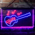 ADVPRO Blues Guitar Bar Dual Color LED Neon Sign st6-i3470 - Blue & Red