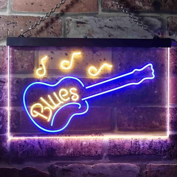 ADVPRO Blues Guitar Bar Dual Color LED Neon Sign st6-i3470 - Blue & Yellow