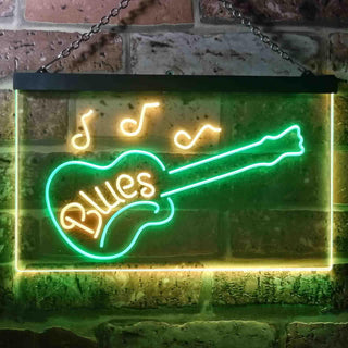 ADVPRO Blues Guitar Bar Dual Color LED Neon Sign st6-i3470 - Green & Yellow