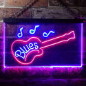 ADVPRO Blues Guitar Bar Dual Color LED Neon Sign st6-i3470 - Red & Blue