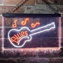 ADVPRO Blues Guitar Bar Dual Color LED Neon Sign st6-i3470 - White & Orange