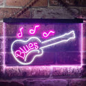 ADVPRO Blues Guitar Bar Dual Color LED Neon Sign st6-i3470 - White & Purple