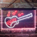ADVPRO Blues Guitar Bar Dual Color LED Neon Sign st6-i3470 - White & Red