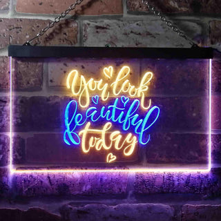 ADVPRO You Look Beautiful Today Girl Room Dual Color LED Neon Sign st6-i3472 - Blue & Yellow