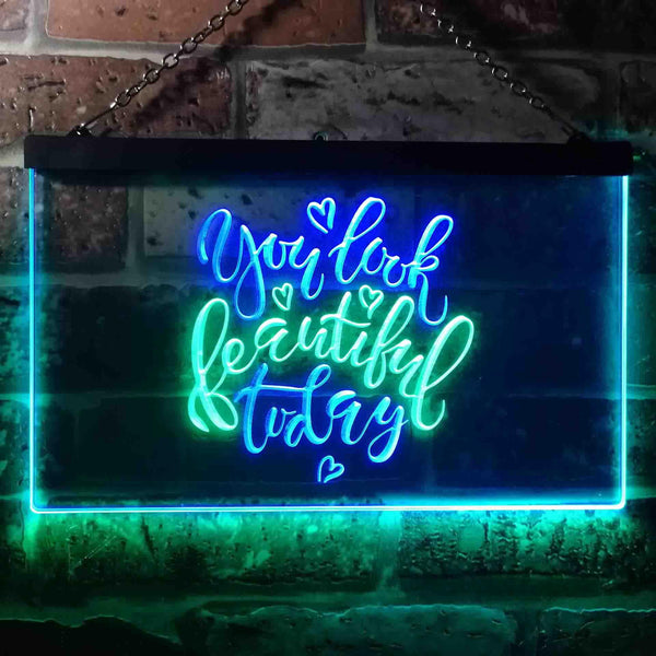 ADVPRO You Look Beautiful Today Girl Room Dual Color LED Neon Sign st6-i3472 - Green & Blue