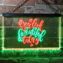 ADVPRO You Look Beautiful Today Girl Room Dual Color LED Neon Sign st6-i3472 - Green & Red