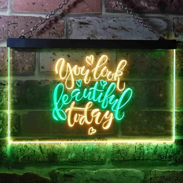 ADVPRO You Look Beautiful Today Girl Room Dual Color LED Neon Sign st6-i3472 - Green & Yellow