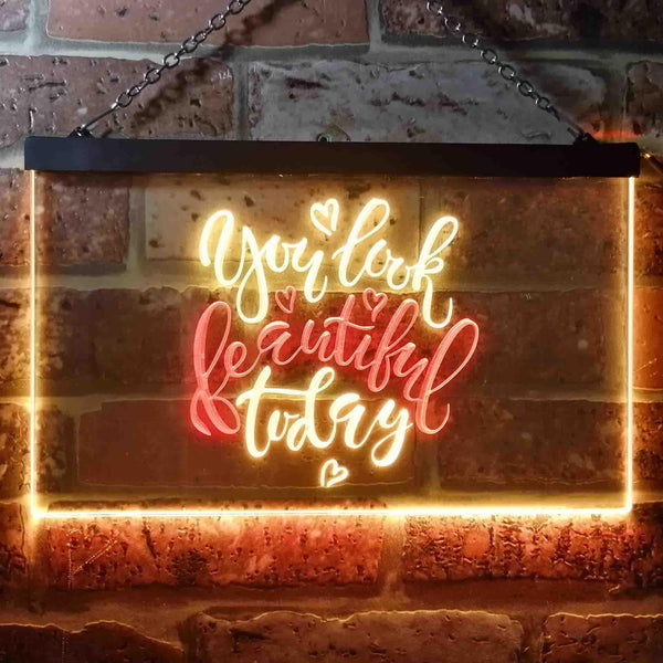 ADVPRO You Look Beautiful Today Girl Room Dual Color LED Neon Sign st6-i3472 - Red & Yellow