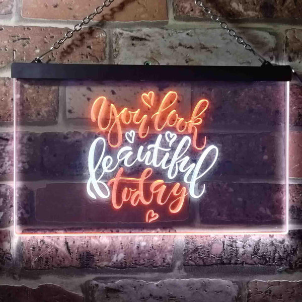 ADVPRO You Look Beautiful Today Girl Room Dual Color LED Neon Sign st6-i3472 - White & Orange