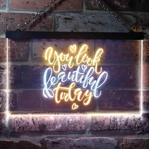 ADVPRO You Look Beautiful Today Girl Room Dual Color LED Neon Sign st6-i3472 - White & Yellow
