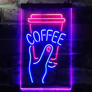 ADVPRO Hold a Coffee Shop  Dual Color LED Neon Sign st6-i3473 - Blue & Red