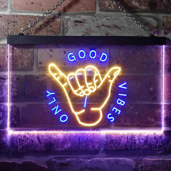 ADVPRO Good Vibes Only Hand Room Dual Color LED Neon Sign st6-i3475 - Blue & Yellow