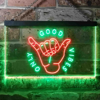 ADVPRO Good Vibes Only Hand Room Dual Color LED Neon Sign st6-i3475 - Green & Red